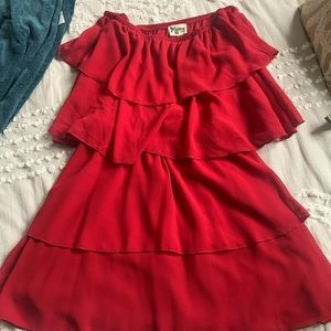 Show Me Your Mumu red off the shoulder mini dress